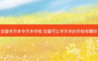 安徽专升本专升本学校 安徽可以专升本的学校有哪些
