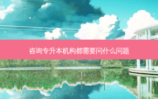 咨询专升本机构都需要问什么问题