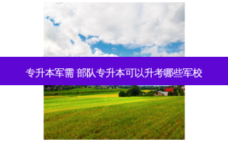 专升本军需 部队专升本可以升考哪些军校