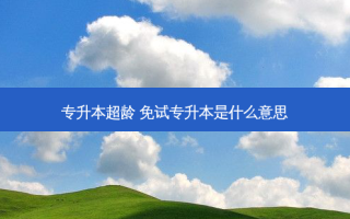专升本超龄 免试专升本是什么意思
