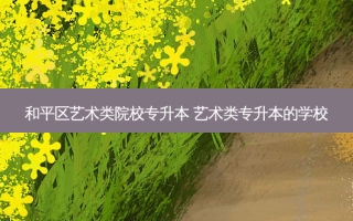 和平区艺术类院校专升本 艺术类专升本的学校