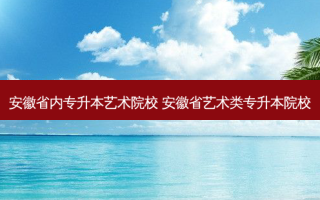 安徽省内专升本艺术院校 安徽省艺术类专升本院校