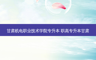 甘肃机电职业技术学院专升本 职高专升本甘肃