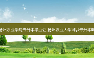 扬州职业学院专升本毕业证 扬州职业大学可以专升本吗