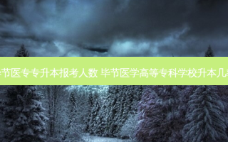 毕节医专专升本报考人数 毕节医学高等专科学校升本几率