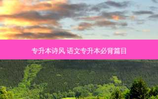 专升本诗风 语文专升本必背篇目