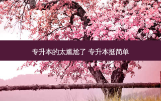 专升本的太尴尬了 专升本挺简单