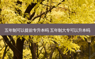 五年制可以提前专升本吗 五年制大专可以升本吗