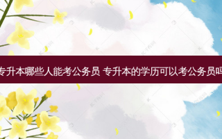 专升本哪些人能考公务员 专升本的学历可以考公务员吗