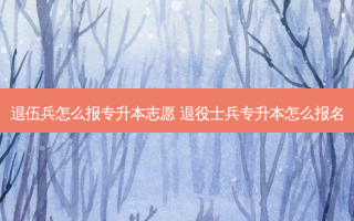 退伍兵怎么报专升本志愿 退役士兵专升本怎么报名