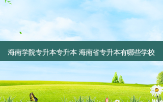 海南学院专升本专升本 海南省专升本有哪些学校