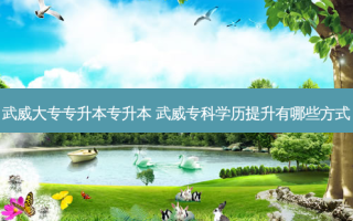 武威大专专升本专升本 武威专科学历提升有哪些方式
