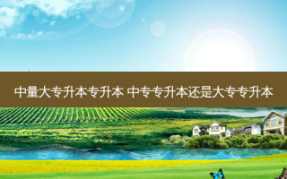 中量大专升本专升本 中专专升本还是大专专升本