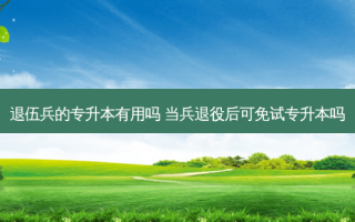 退伍兵的专升本有用吗 当兵退役后可免试专升本吗
