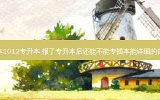 专升本1012专升本 报了专升本后还能不能专插本能详细的告诉我