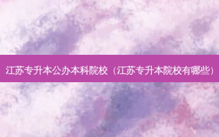江苏专升本公办本科院校（江苏专升本院校有哪些）
