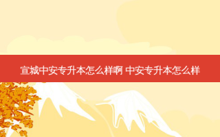宣城中安专升本怎么样啊 中安专升本怎么样