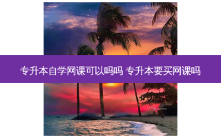 专升本自学网课可以吗吗 专升本要买网课吗