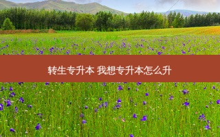 转生专升本 我想专升本怎么升