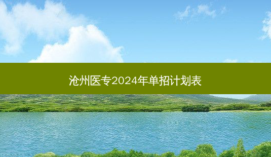 沧州医专2024年单招计划表-第1张图片-汇成专升本网