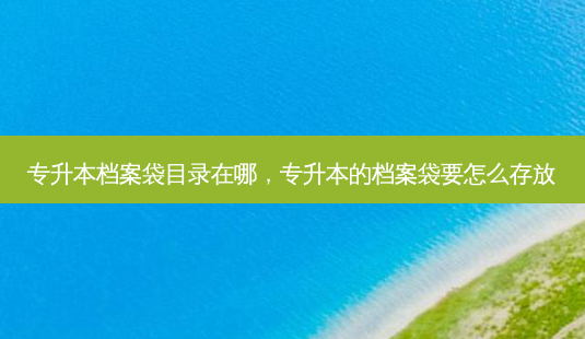 专升本档案袋目录在哪，专升本的档案袋要怎么存放-第1张图片-汇成专升本网