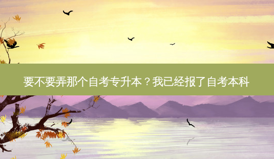 要不要弄那个自考专升本?我已经报了自考本科-第1张图片-天智网 要不要弄那个自考专升本?我已经报了自考本科-第1张图片-天智网