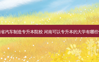 河南省汽车制造专升本院校 河南可以专升本的大学有哪些专业