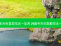 专升本河南高校排名一览表 河南专升本院校排名一览表